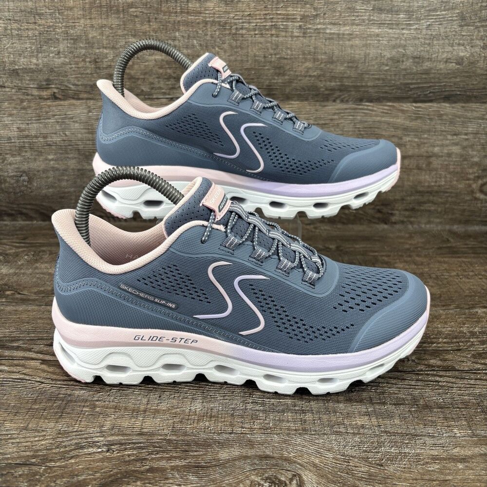 Skechers Glide-Step Slip-ins Adventure Shoes Women's 7.5 Blue Pink SN180272